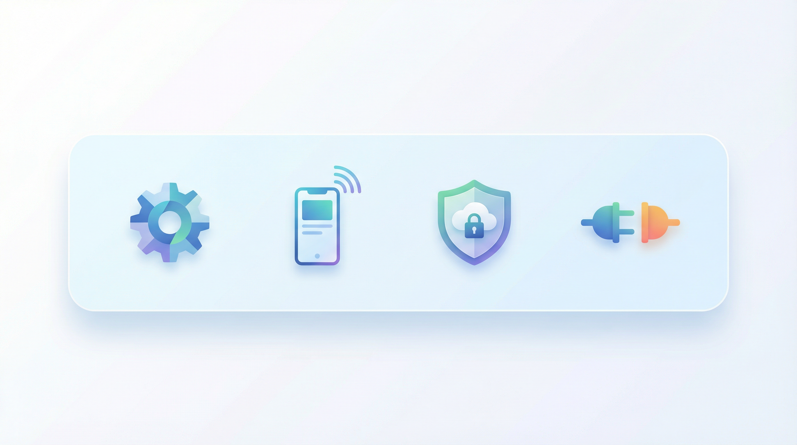 Icônes représentant la personnalisation, l’accessibilité, la sécurité cloud et l’intégration facile